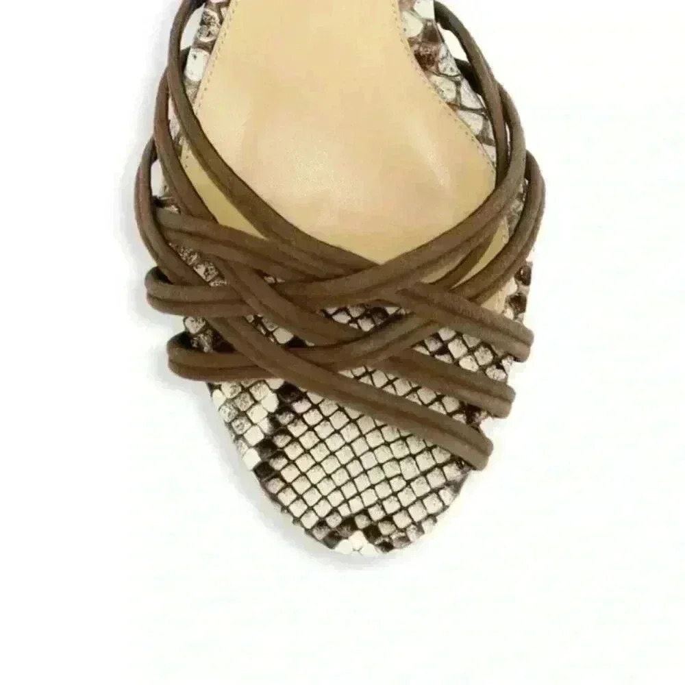 Alexandre Birman Berthe Leather Sandal Size 38 Snakeskin Suede Straps - Picture 3 of 11